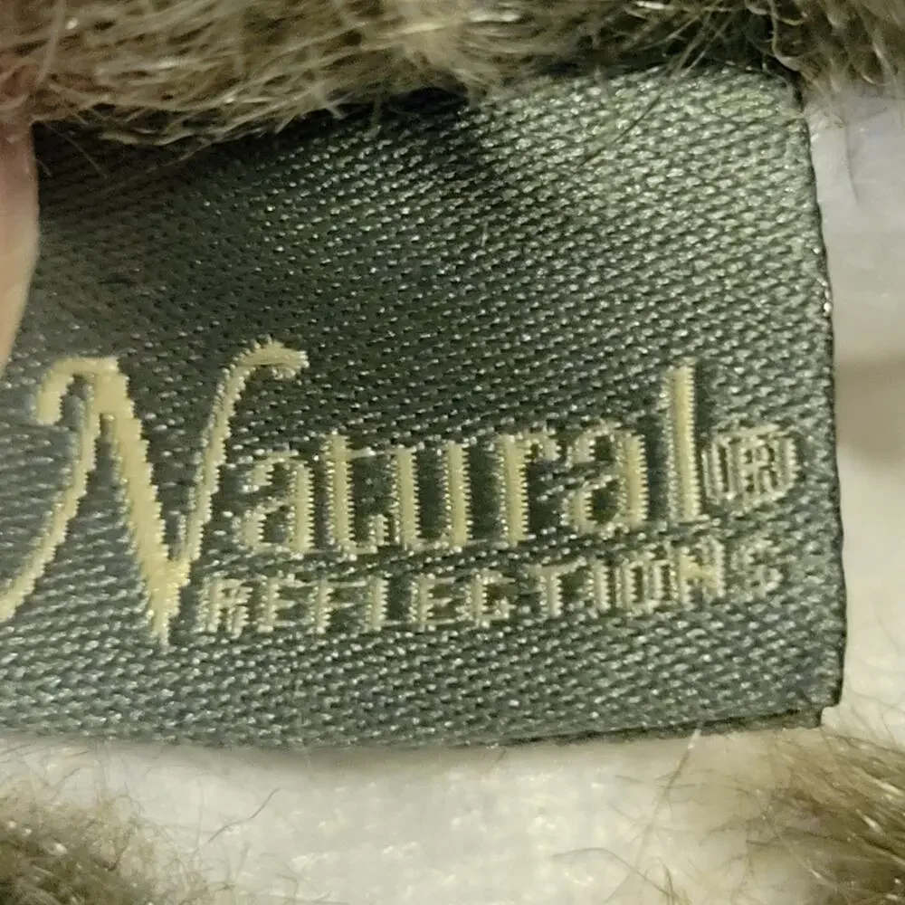 Natural Reflections White Insulated Gloves Quilted Gathered Faux Fur Trim L/XL